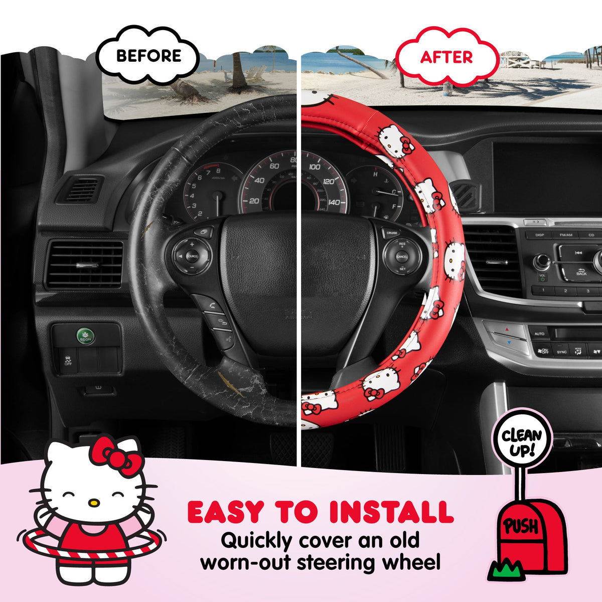 Carbella Sanrio Hello Kitty Original Lenkrad Abdeckung (Fits 14.5' - 15')