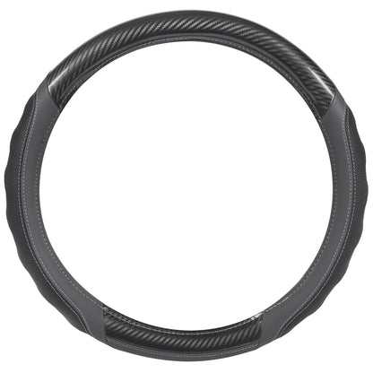 Motor Trend UltraSport Carbon Fiber Steering Wheel Cover, Standard 15 Zoll Größe, Black Faux Leather Comfort Grip, Car Steering Wheel Cover für Auto Truck Van SUV (Mehrere Farben)