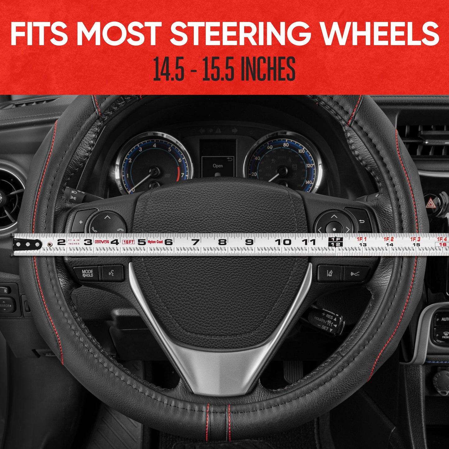 MotorTrend GripDrive Accent Ergonomic Grip Lenkrad Abdeckung (Fits 14.5' - 15.5')
