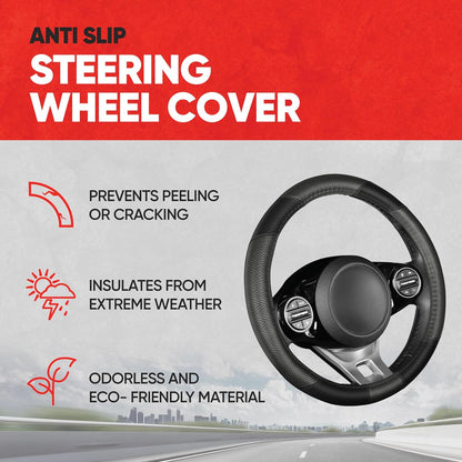 MotorTrend GripTech Perforiertes Muster Sport Grip Lenkrad Abdeckung (Fits 14.5' - 15.5')