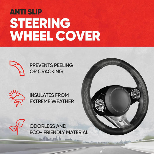 MotorTrend GripTech Perforiertes Muster Sport Grip Lenkrad Abdeckung (Fits 14.5' - 15.5')