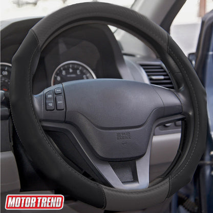 MotorTrend GripDrive Carbonfaser weben Ergonomic Grip Lenkrad Abdeckung (Fits 14.5' - 15.5')