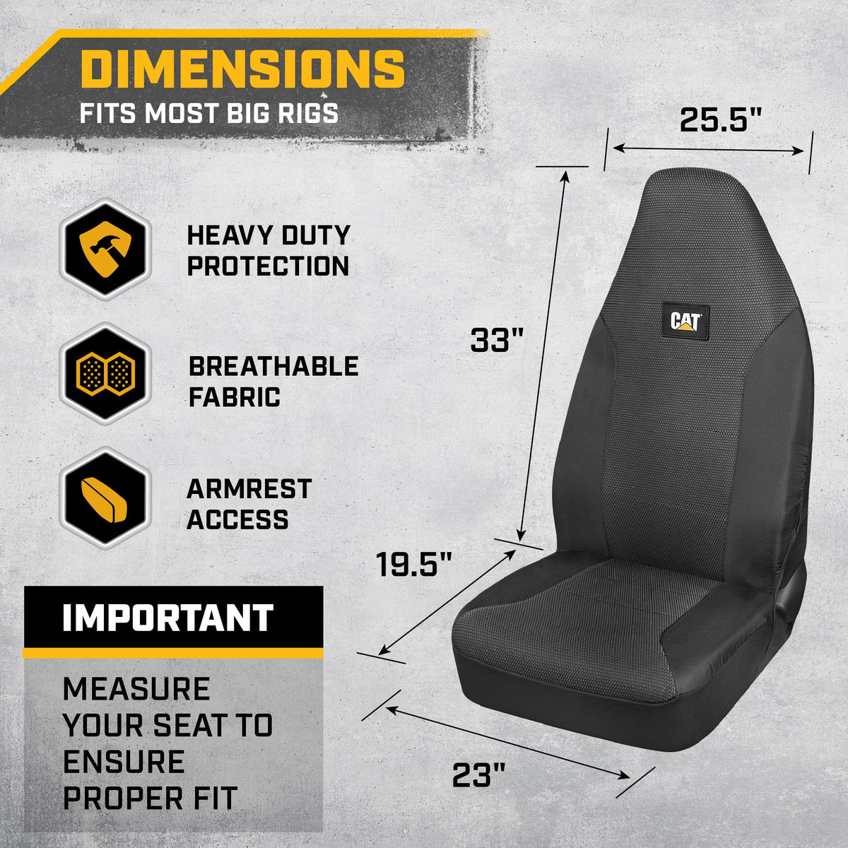 CATTM Semi Truck Seat Covers – Heavy Duty Interior Zubehör für große Rigs, 18 Wheelers & Semis – Breathable Mesh Universal Fit Truck Zubehör für Semi Trucks – Bestes Zubehör für Long Haul Trucker