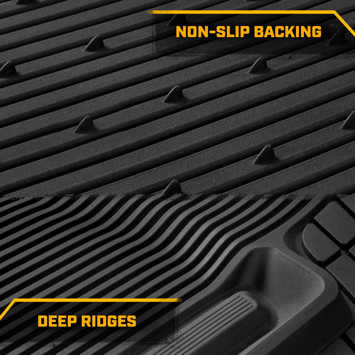 Cat® ToughLinerTM Universal Car Floor Matts für LKW SUV Limousine - Heavy Duty Trim für alle Wetterschutz - Flexible Gummiboden Liners - Front Rear Black Automotive Mats