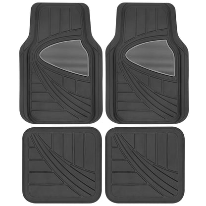 MotorTrend 4-Stück Zwei-Tone Non-Slip Heel Pad Vorderbodenmatten und Hinterbodenmatten - Heavy Duty, All Weather, Trimmen Sie, um zu passen