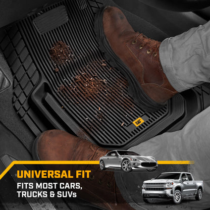 Cat® ToughLinerTM Universal Car Floor Matts für LKW SUV Limousine - Heavy Duty Trim für alle Wetterschutz - Flexible Gummiboden Liners - Front Rear Black Automotive Mats
