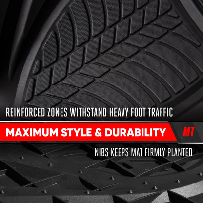 Motor Trend FlexTough Guard Allwetter-Bodenmatten für Autos - Schwarze wasserdichte Gummibodenmatten, universelles Trim-to-Fit-Autozubehör für Autos, LKW & SUV