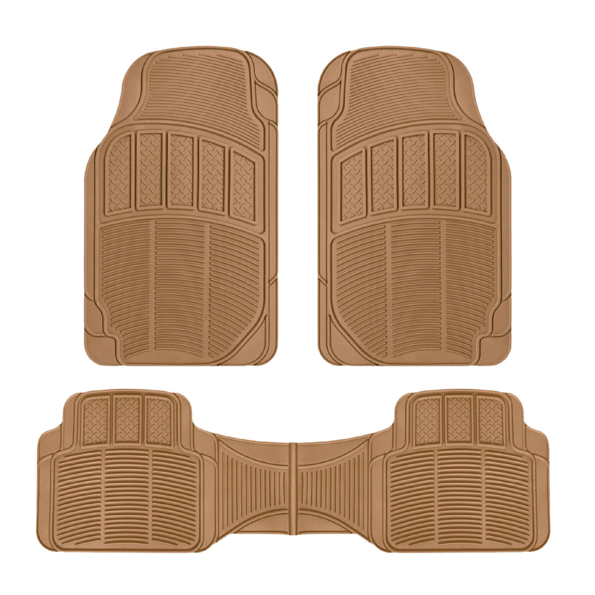 BDK 3-Piece Square Heel Pads Vorderbodenmatten und Hinterbodenmatten - Heavy Duty, All Weather, Trimmen Sie, um zu passen