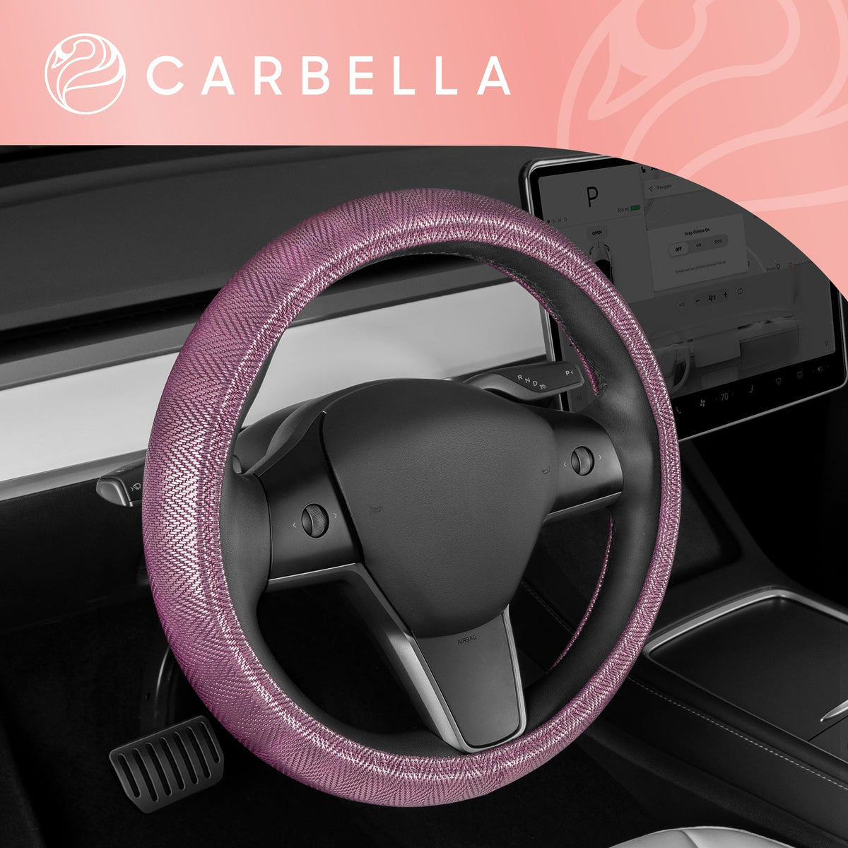 Carbella Purple Herringbone Steering Wheel Cover (Fits 14.5' - 15.5')