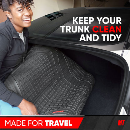 MotorTrend FlexTough Square Groove Trunk / Cargo Liner Mat - Heavy Duty, All Weather, Trim to Fit (54' x 37')