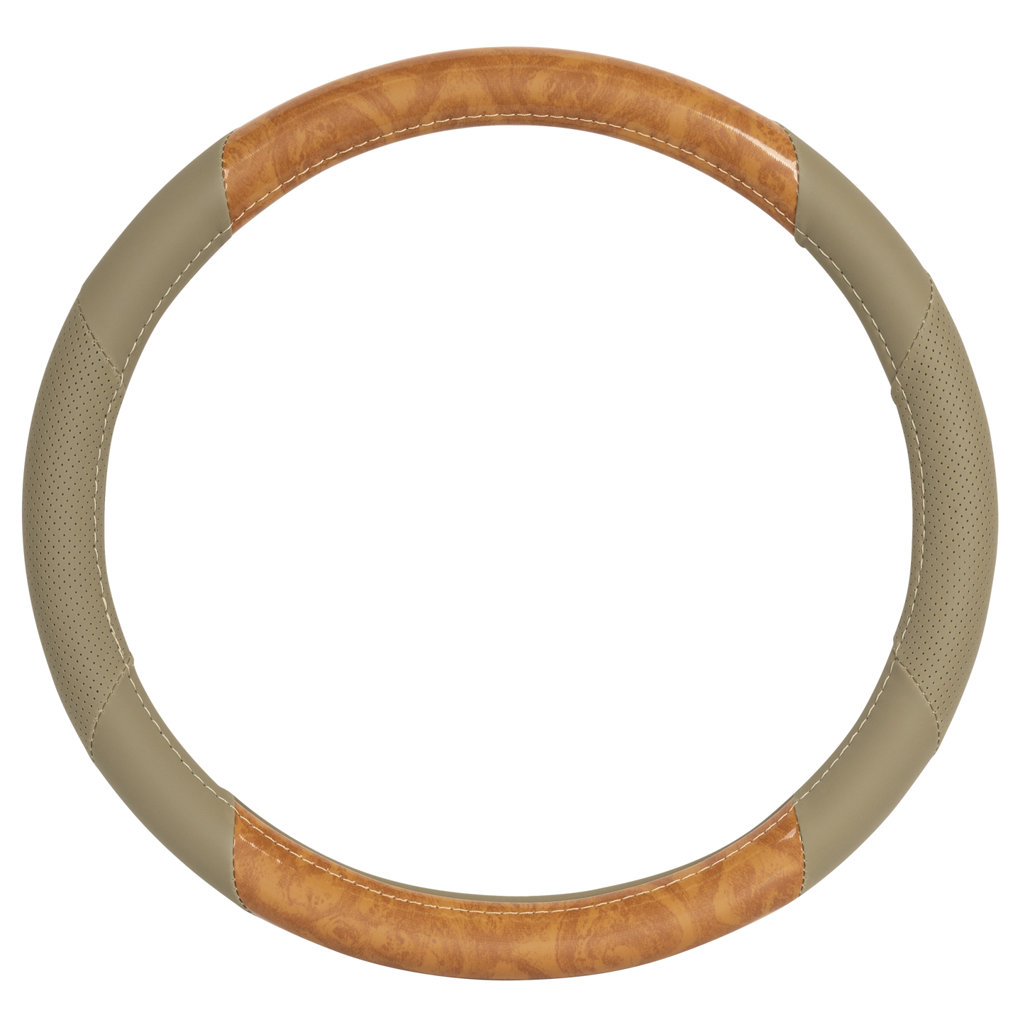 BDK Burlwood Pattern und Leder-Sport Grip Lenkrad Abdeckung (Fits 14.5' - 15.5')