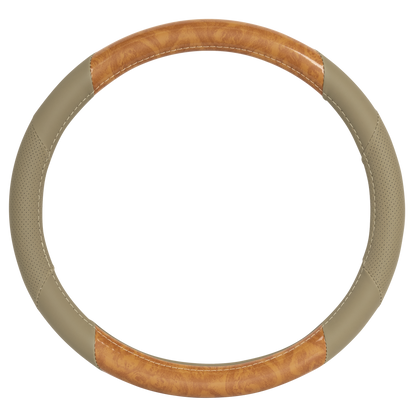 BDK Burlwood Pattern und Leder-Sport Grip Lenkrad Abdeckung (Fits 14.5' - 15.5')