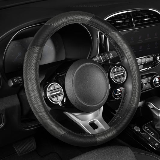 MotorTrend GripTech Perforiertes Muster Sport Grip Lenkrad Abdeckung (Fits 14.5' - 15.5')