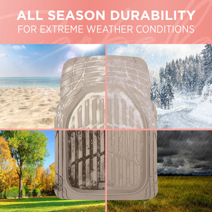Autobodenmatten - FlexTough Deep Dish Rubber All Weather Protection für Autos SUV Trucks Beige Automotive Zubehör
