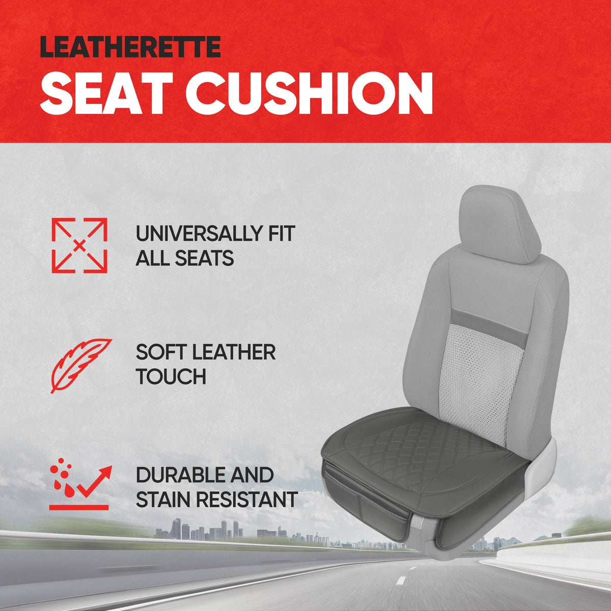 MotorTrend 2-Pack gepolsterte Faux Leather Diamond Nähte Sitzbezüge mit Front Storage Taschen