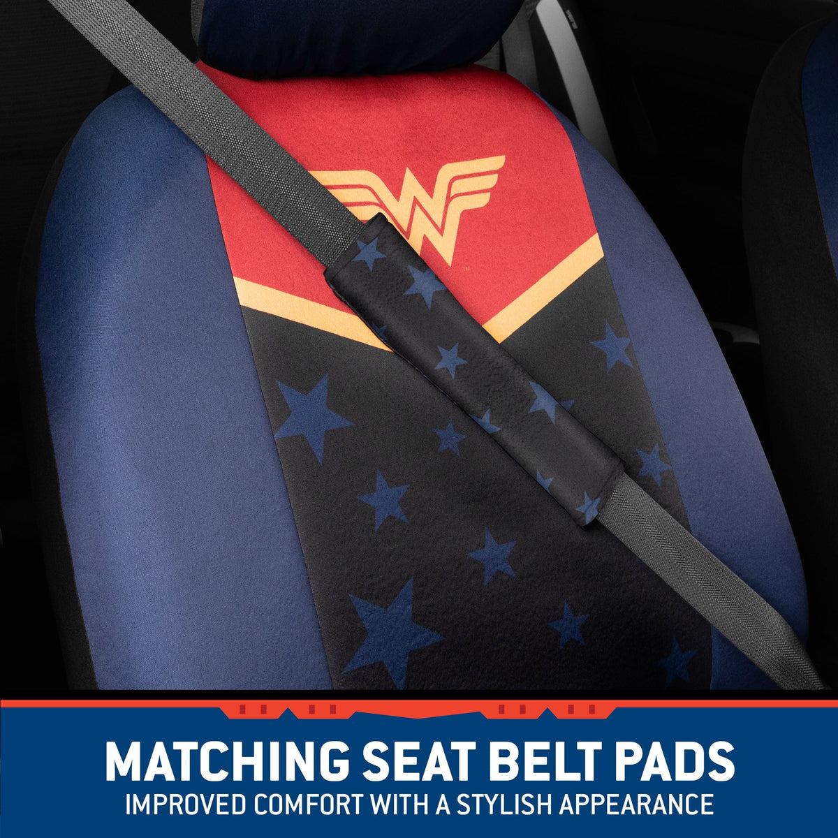 Warner Bros DC Comics 6-Piece Wonder Woman Vordersitzbezüge und Sitzgurtpads
