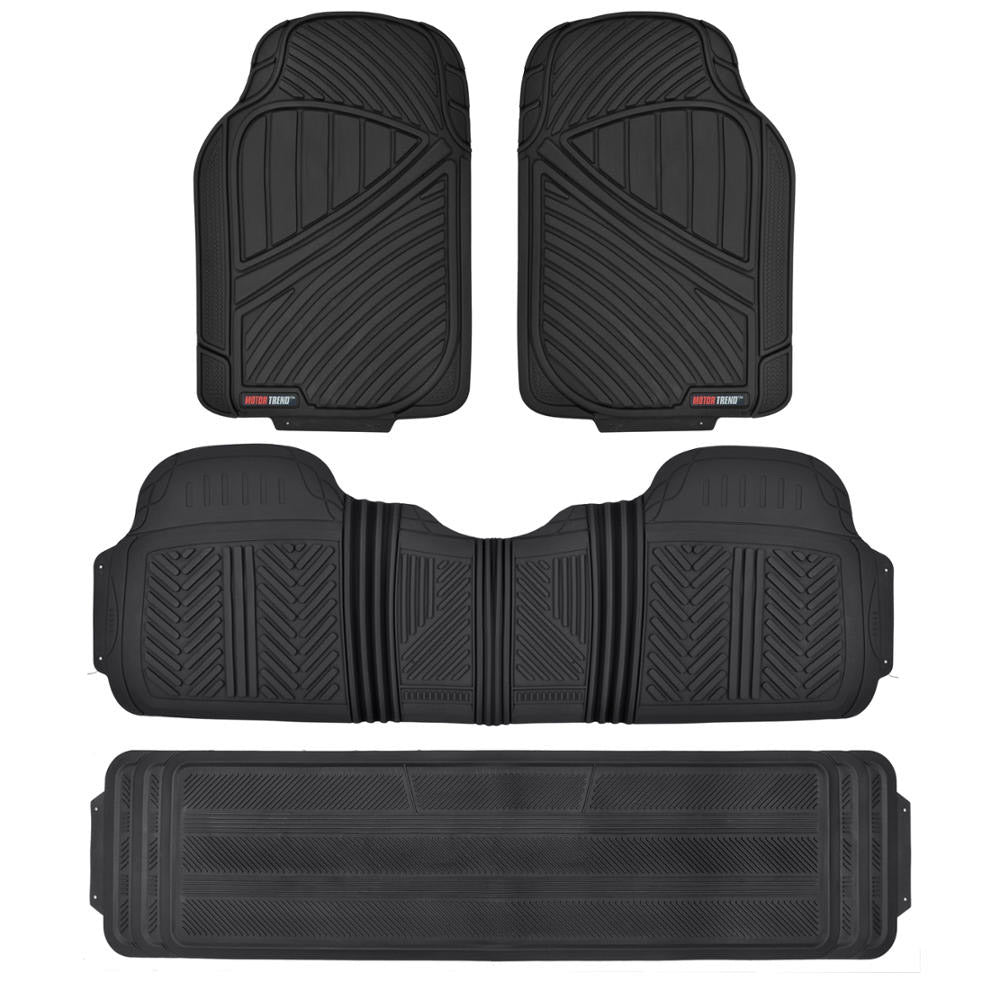 MotorTrend 4-Piece 3-Rows Extra-High Ridgeline Vorderbodenmatten, Mittelbodenmatte und Hinterbodenmatte