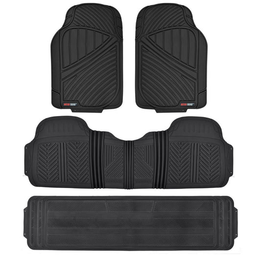 MotorTrend 4-Piece 3-Rows Extra-High Ridgeline Vorderbodenmatten, Mittelbodenmatte und Hinterbodenmatte