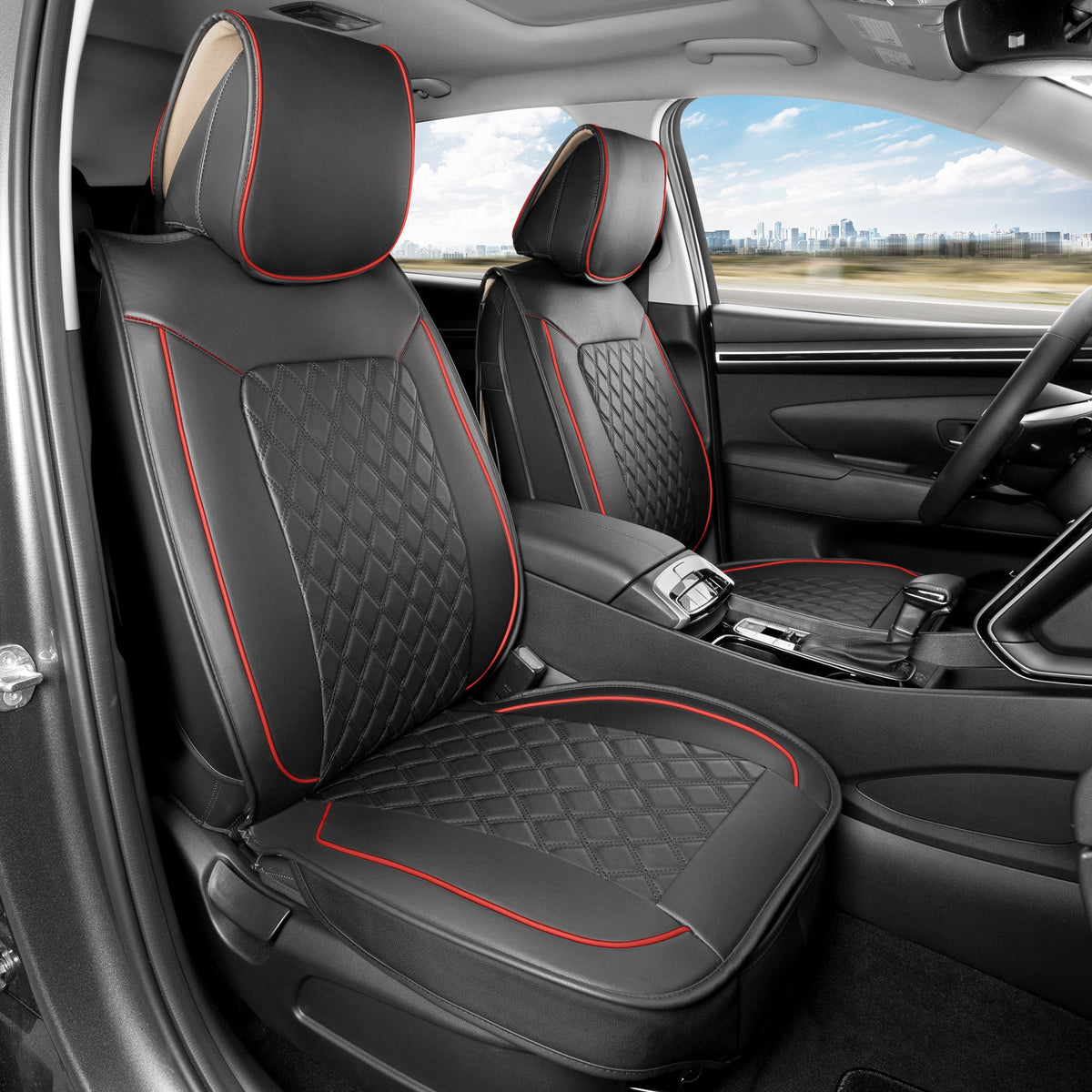 MotorBox 2-Pack Prestige Edition Premium Faux Leather Diamond Stitched Cushion Vordersitzbezüge
