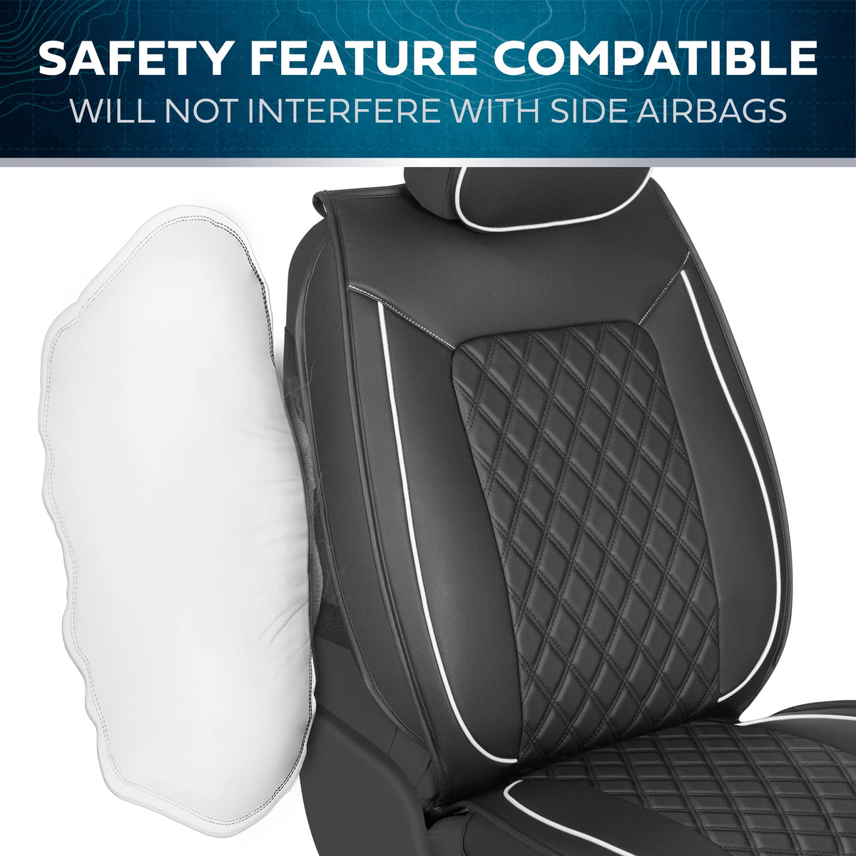 MotorBox 2-Pack Prestige Edition Premium Faux Leather Diamond Stitched Cushion Vordersitzbezüge