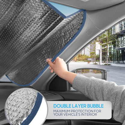 BDK Iridescent Mermaid, Hologrammfolie, Chameleon Front Windschutzscheibe Sonnenschutz, Doppelblasen-Akkordeon Falt Auto Sonnenschutz für Auto LKW SUV 58 x 27 Zoll