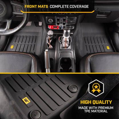 CAT 3-Piece JustFitTM 3D Frontliner Mats und Rear Liner Mats für Jeep Wrangler 4XE (2021 - 2026) - Heavy Duty, All Weather, Custom Fit