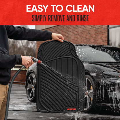 MotorTrend 3-Stück FlexTough Performance Deep Channel Front Floor Matts und Rear Floor Mat - Heavy Duty, All Weather, Trimm to Fit
