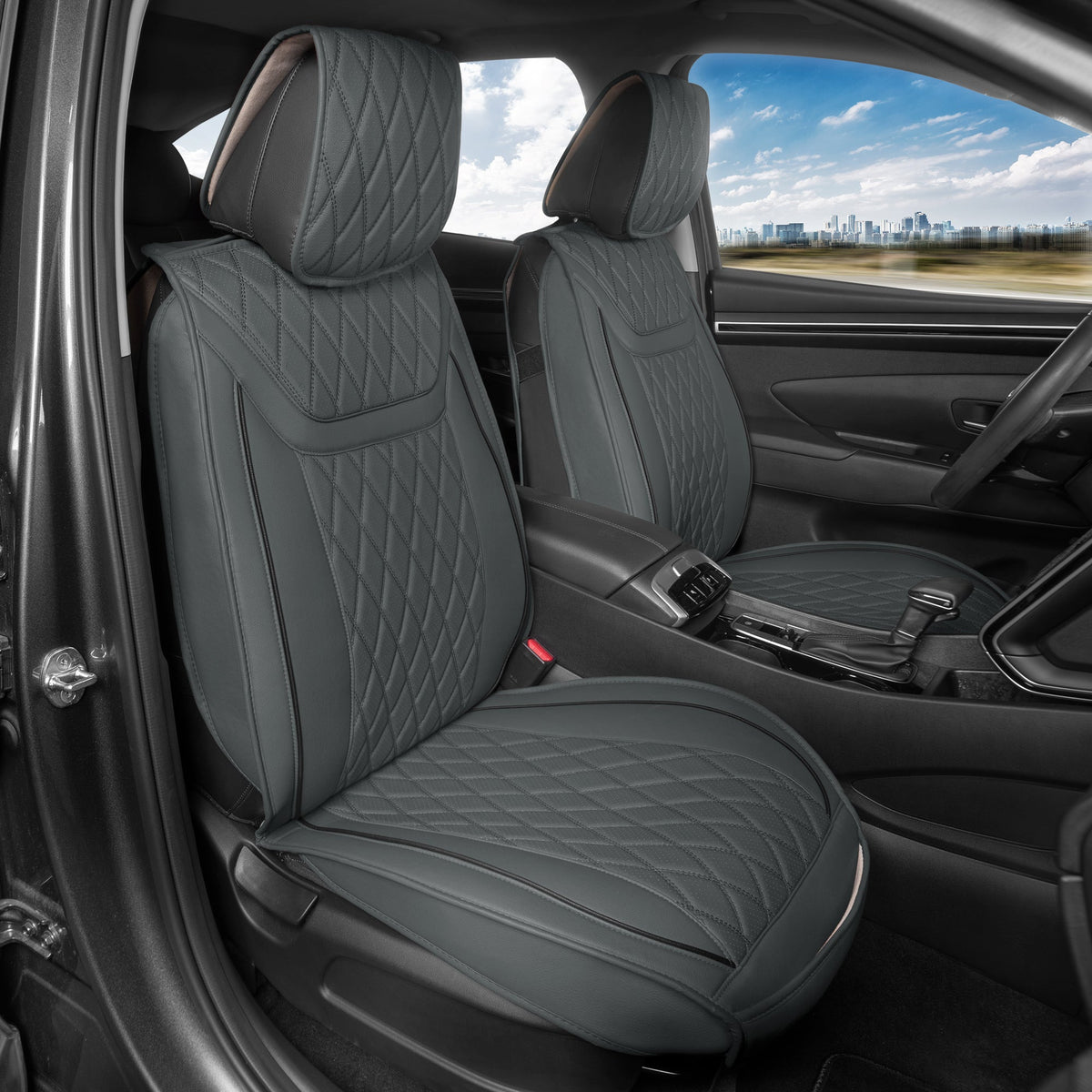 MotorBox 11-Piece Ranch Edition Premium Faux Leather Diamond Stitched Cushion Vordersitz- und Rücksitzabdeckungen