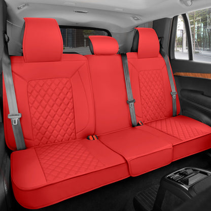 MotorBox Premium Napa Lederrücksitz Abdeckung - Semi Universal Fit für die meisten Autos, LKW & SUV - Red Back Seat Protector - Anti-Rutsch, langlebige Bench Abdeckung - Einfache Installation, Luxus-Auto-Innenausstattung