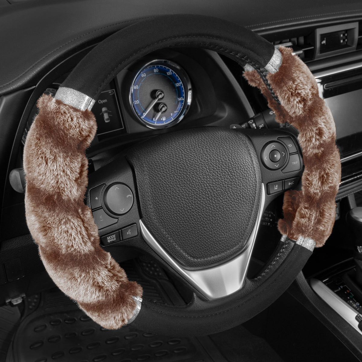 BDK Fur Lenkrad Abdeckung, Plüsch Faux Fur Fuzzy Lenkung Abdeckung für PKW Van SUV, Standardgröße passt Räder 14,5-15 im Durchmesser (Mehrere Farben und Stile)