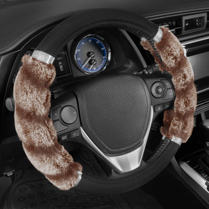 BDK Fur Lenkrad Abdeckung, Plüsch Faux Fur Fuzzy Lenkung Abdeckung für PKW Van SUV, Standardgröße passt Räder 14,5-15 im Durchmesser (Mehrere Farben und Stile)