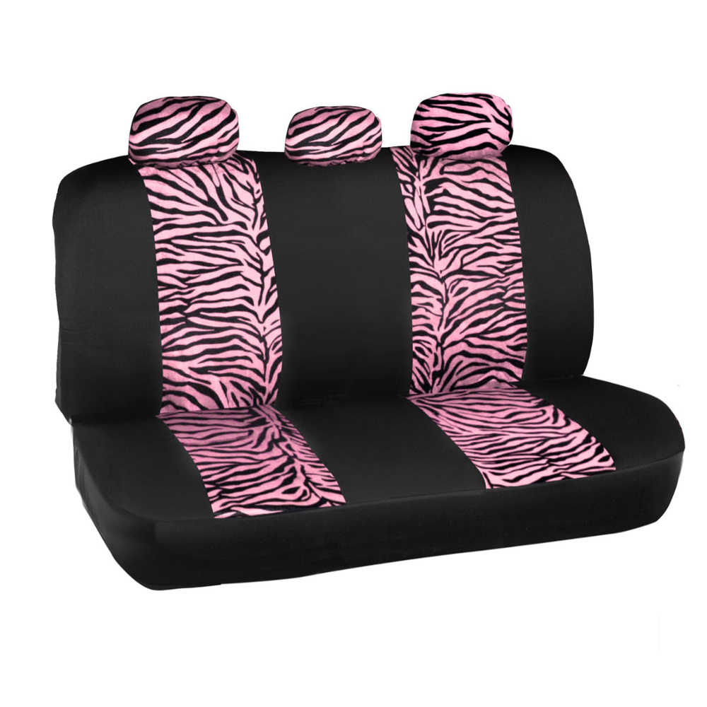 BDK 12-Piece Pink Tiger Vordersitzbezüge, Rücksitzbezüge, Sitzgurtpads und Lenkradbezüge (Fits 14.5' - 15.5')
