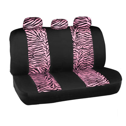 BDK 12-Piece Pink Tiger Vordersitzbezüge, Rücksitzbezüge, Sitzgurtpads und Lenkradbezüge (Fits 14.5' - 15.5')