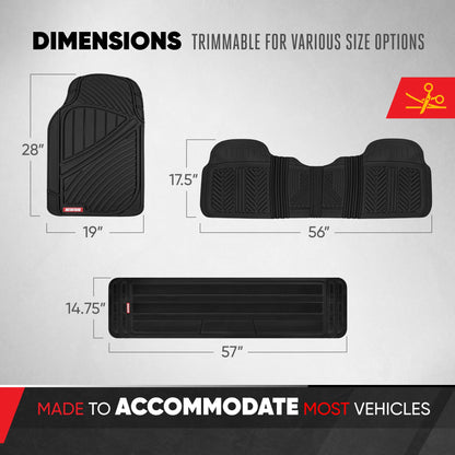 MotorTrend 4-Piece 3-Rows Extra-High Ridgeline Vorderbodenmatten, Mittelbodenmatte und Hinterbodenmatte