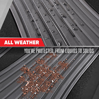 Motor Trend ChromeTech Autobodenmatten Volles Set - Langlebige Gummibodenmatten für Autos mit zwei Ton Akzent, All Wetter Innenschutz für Vorder- und Rückseite mit rutschfester Rückseite, grau / schwarz