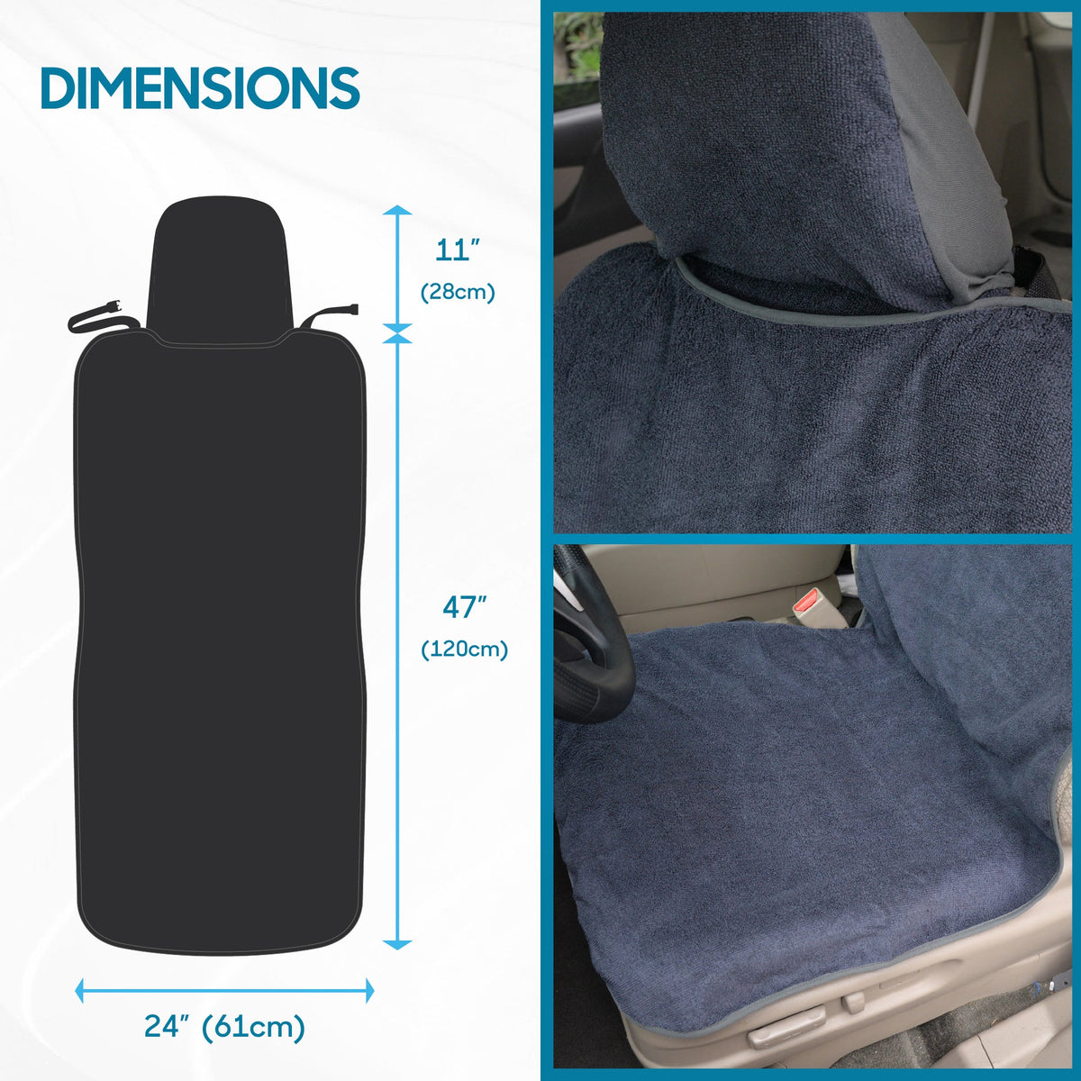 BDK UltraFit Waterpoof Car Seat Towel Cover, Black Trim - Waschbarer Schweißsitz-Protektor, ideal für Fitness-Studio-Surfen-Lauf-Crossfit, passt zu den meisten Auto-LKW Van und SUV (Mehrere Farben)