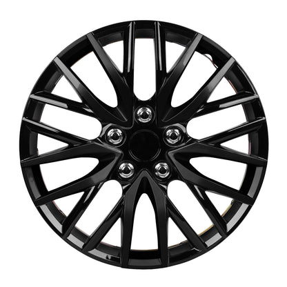 BDK 4-Pack Premium 16' Universal Fit Hubcap Abdeckungen für Räder und Felgen - Black Finish (Multi-Speichen) - Ersatz, Snap On, OEM-Stil