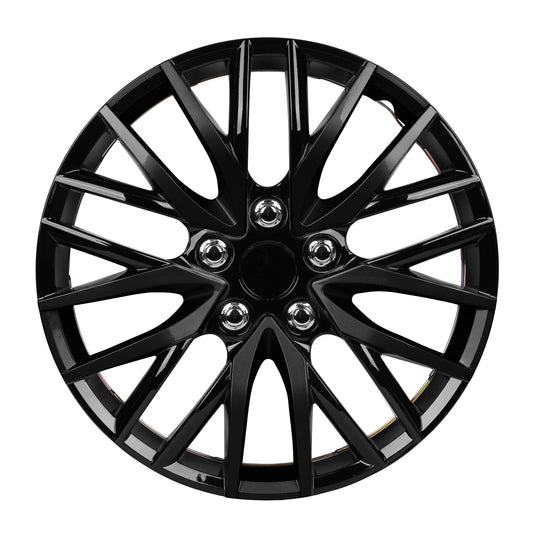 BDK 4-Pack Premium 16' Universal Fit Hubcap Abdeckungen für Räder und Felgen - Black Finish (Multi-Speichen) - Ersatz, Snap On, OEM-Stil