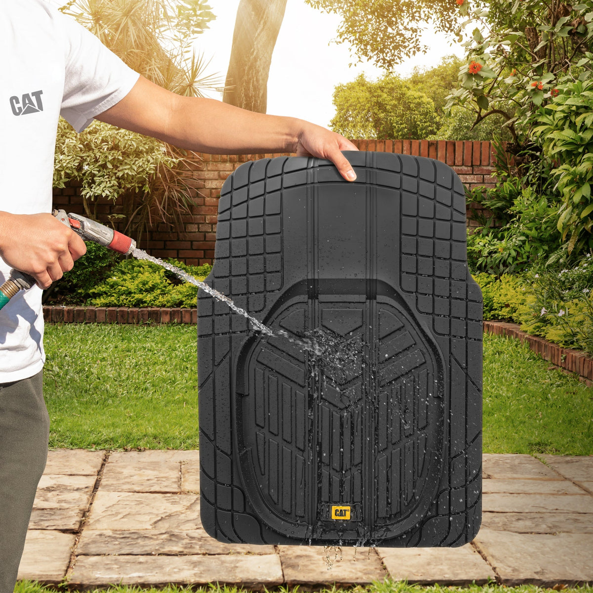 CAT 3-Piece Deep Dish Reservoir Vorderbodenmatten und Hinterbodenmatten - Heavy Duty, All Weather, Trimm to Fit
