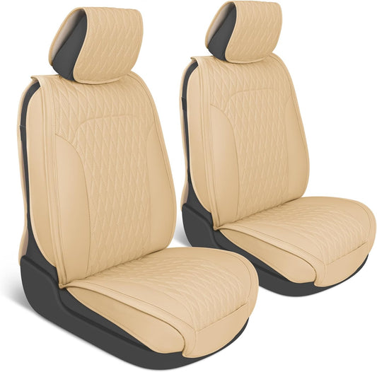 Car Seat Covers - DiamondLux Edition Premium Faux Leather Seat Protectors - Doppelkreuz-Nähte gepolsterte Automobilzubehör für LKW, SUVs, Autos - Front Seat Set