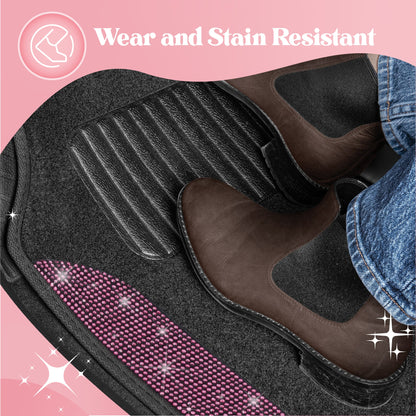Carbella 4-Piece Diamond Bling Vorderbodenmatten und Hinterbodenmatten - Pink