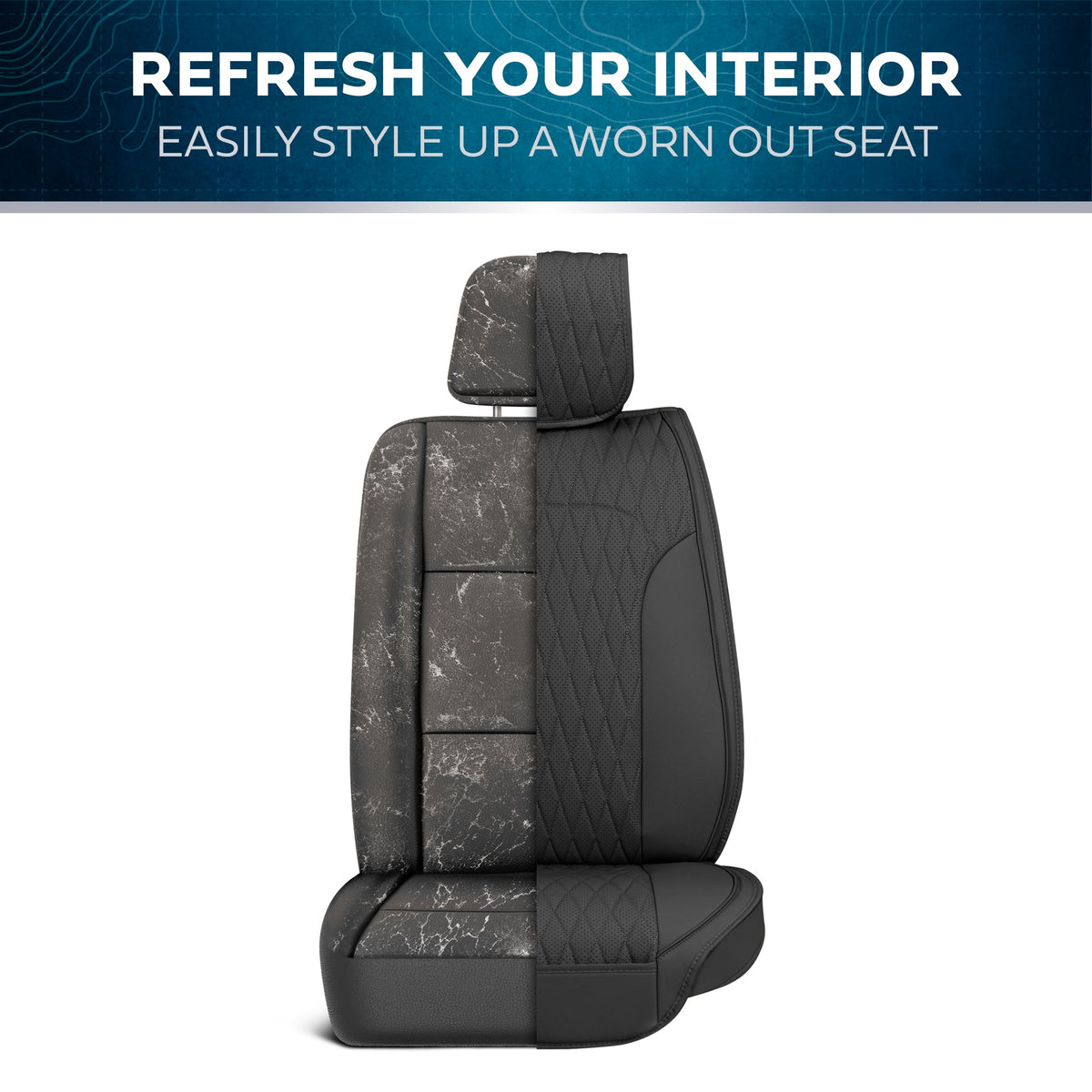 Car Seat Covers - DiamondLux Edition Premium Faux Leather Seat Protectors - Doppelkreuz-Nähte gepolsterte Automobilzubehör für LKW, SUVs, Autos - Front Seat Set