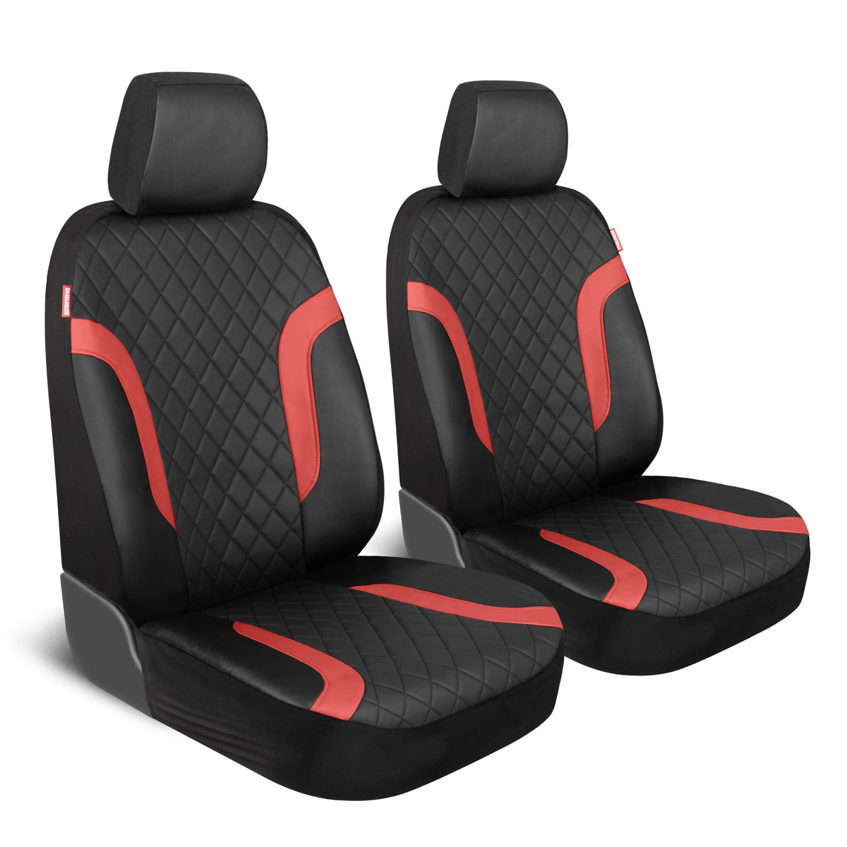 Motor Trend Faux Ledersitzbezüge für LKW, Autos und SUV - Front Black & Red Car Seat Cover Set - Universal Fit für die meisten Automobile - Forros Para Asientos De Carro - CarSeat Cover Zubehör