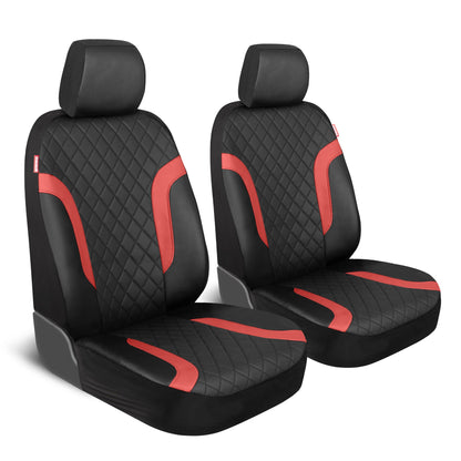 Motor Trend Faux Ledersitzbezüge für LKW, Autos und SUV - Front Black & Red Car Seat Cover Set - Universal Fit für die meisten Automobile - Forros Para Asientos De Carro - CarSeat Cover Zubehör