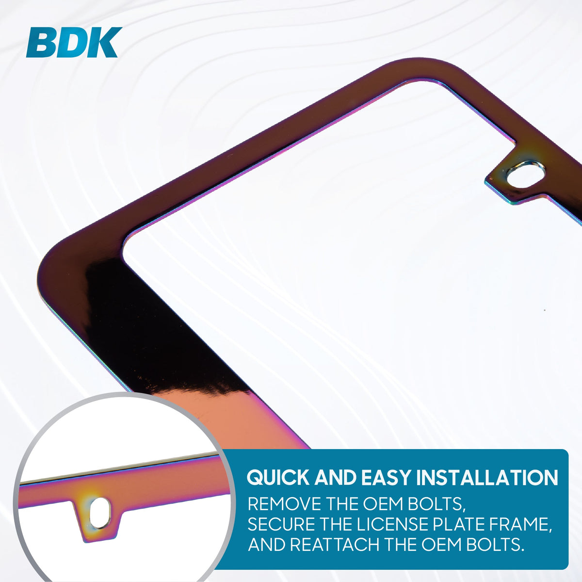 BDK Heavy Duty Rust-Proof Stainless-Steel Metallplattiertes Kennzeichen Rahmen Universalgröße für PKW SUV