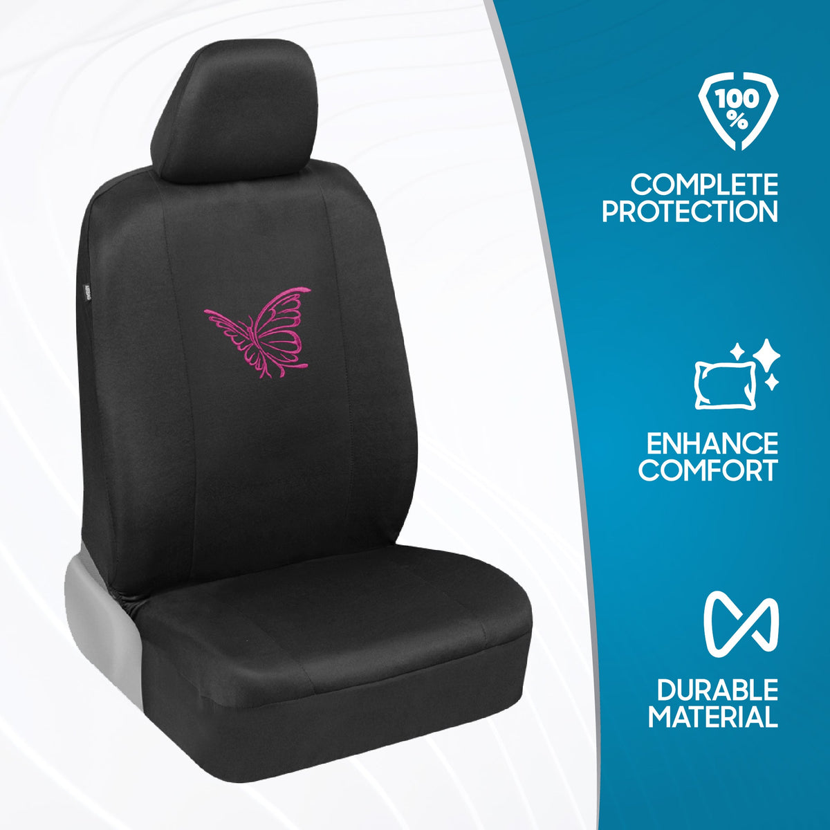BDK 12-Piece Butterfly Vordersitzbezüge, Rücksitzbezüge, Sicherheitsgurtpads und Lenkradbezüge (Fits 14.5' - 15.5')