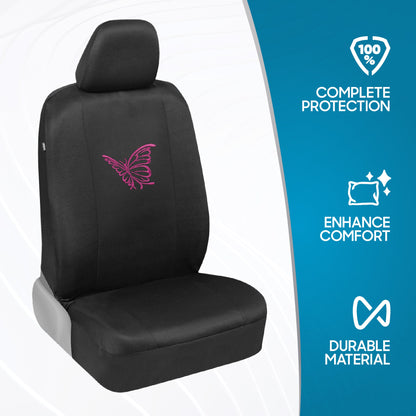 BDK 12-Piece Butterfly Vordersitzbezüge, Rücksitzbezüge, Sicherheitsgurtpads und Lenkradbezüge (Fits 14.5' - 15.5')