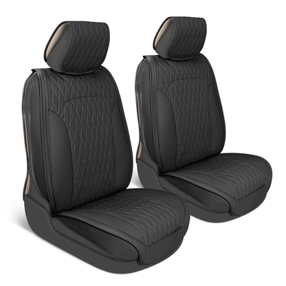 Car Seat Covers - DiamondLux Edition Premium Faux Leather Seat Protectors - Doppelkreuz-Nähte gepolsterte Automobilzubehör für LKW, SUVs, Autos - Front Seat Set