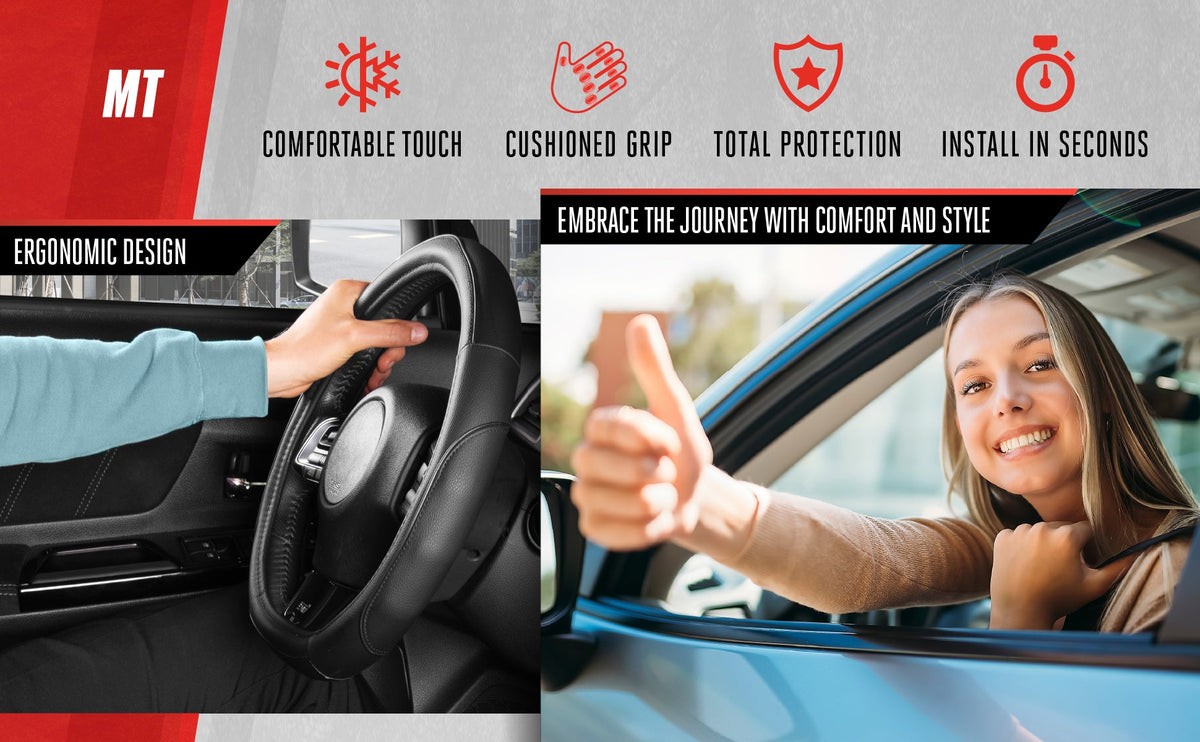 MotorTrend Stealth D-förmige Lenkradabdeckung (Fits 14.5' - 15.5')