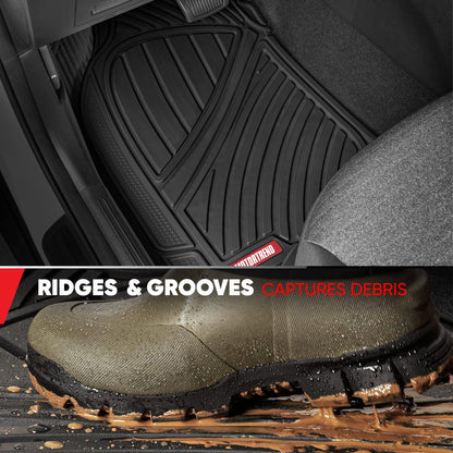 MotorTrend 4-Piece FlexTough Performance Deep Channel Front Floor Mat, Rear Floor Mat und Trunk / Cargo Mat - Heavy Duty, All Weather, Trim to Fit